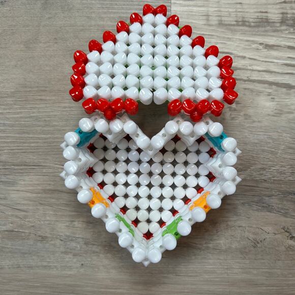 Handmade Heart Bead Trinket Box Red White Green Valentine Ring Gift - Picture 3 of 5